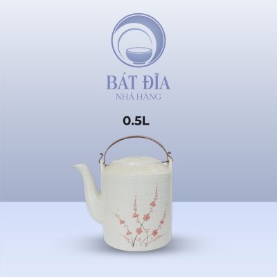 Dung Tích Ấm Tích Men Gốm Hoa Đào Đỏ
