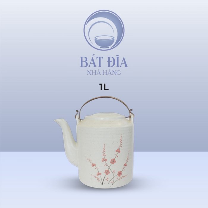 Dung Tích Ấm Tích Men Gốm Hoa Đào Đỏ