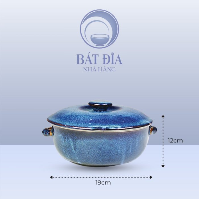 Kích thước Âu Cơm Có Tai Men Hỏa Biến Xanh
