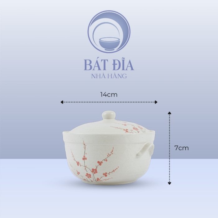 Kích Thước Âu Cơm Men Gốm Hoa Đào Đỏ