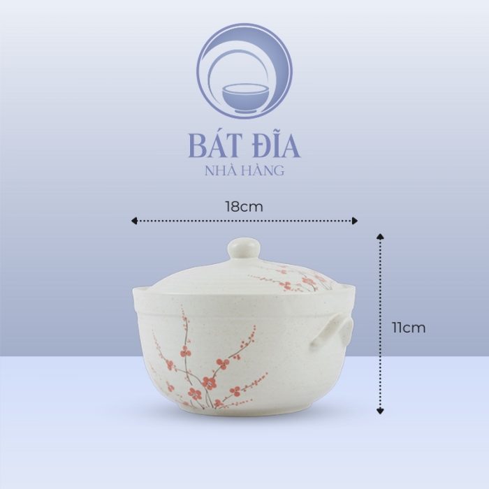 Kích Thước Âu Cơm Men Gốm Hoa Đào Đỏ