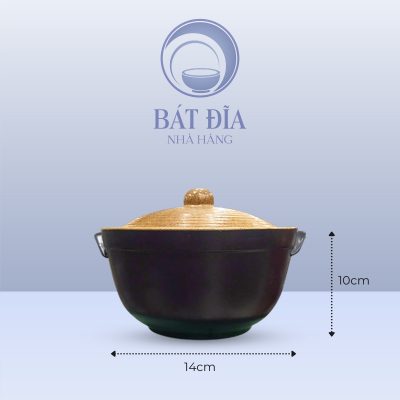 Âu Cơm Men Gốm Nâu Đen - 14cmx10cm