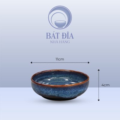 Bát Bằng Men Hỏa Biến Xanh - 11cmx4cm