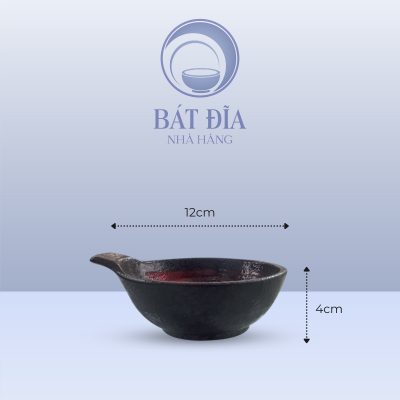 kích thước Bát Chuôi Men Đen Nhật Quét Sơn