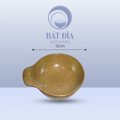 Bát Chuôi Men Gốm Nâu Đen - 12cmx10cmx4cm