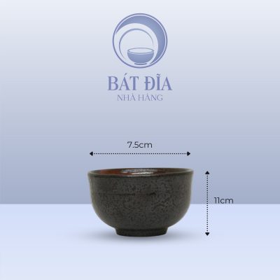 Kích thước Bát Cơm Loe Men Đen Nhật Quét Sơn