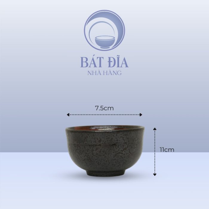Kích thước Bát Cơm Loe Men Đen Nhật Quét Sơn