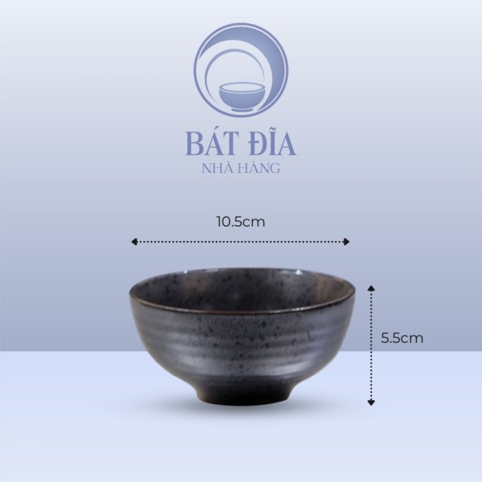 Kích thước Bát Cơm Men Đen Chấm Sơn