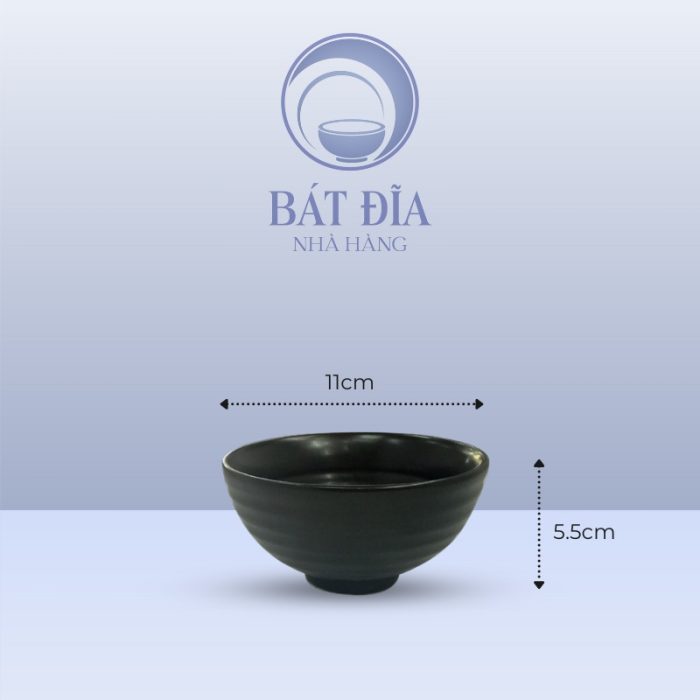 kích thước Bát Cơm Men Đen Matt