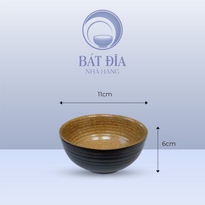 kích thước Bát Cơm Men Gốm Nâu Đen