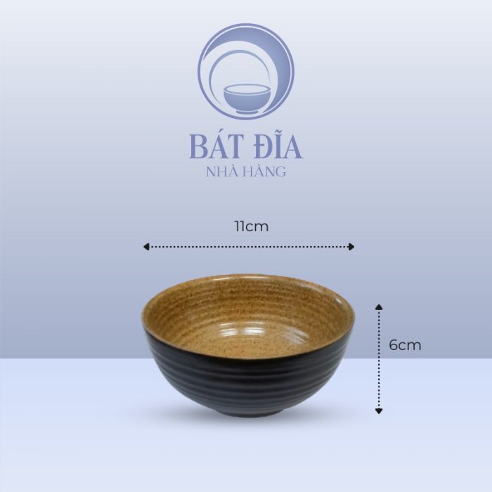 kích thước Bát Cơm Men Gốm Nâu Đen
