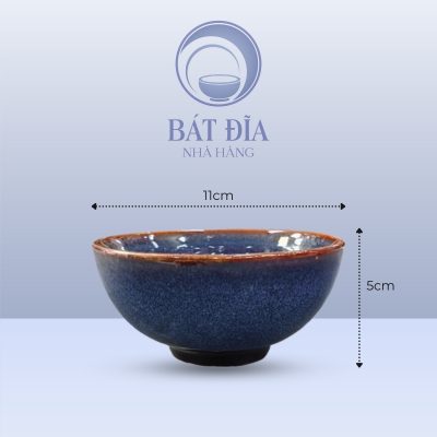 Bát Cơm Men Hỏa Biến Xanh - 11cmx5cm