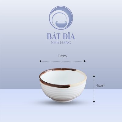 kích thước Bát Cơm Men Matt Trắng Kẻ Miệng