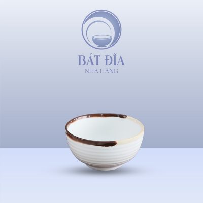 Bát Cơm Men Matt Trắng Kẻ Miệng