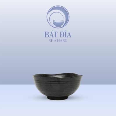 Bát Cơm Miệng Lượn Men Đen Nhật Quét Sơn