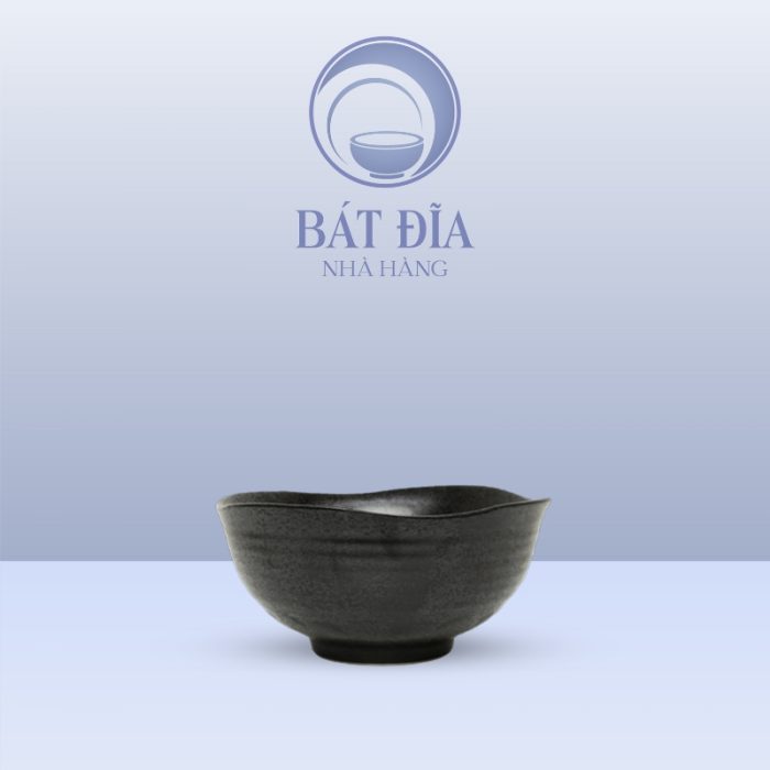 Bát Cơm Miệng Lượn Men Đen Nhật Quét Sơn