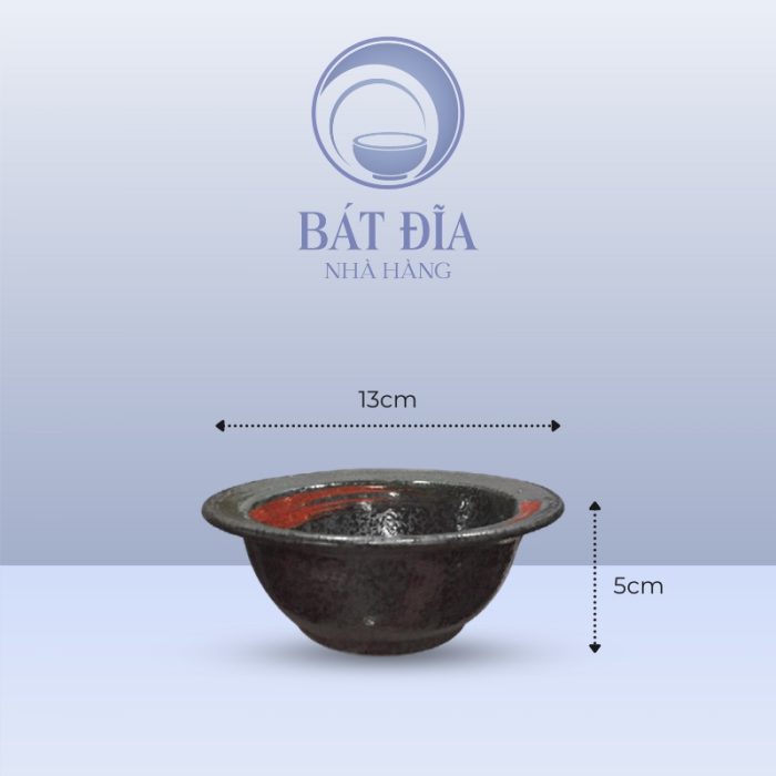 Kích thước Bát Cơm Nón Men Đen Nhật Quét Sơn