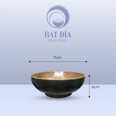 kích thước Bát Cơm Phi 12 Men Gốm Nâu Đen