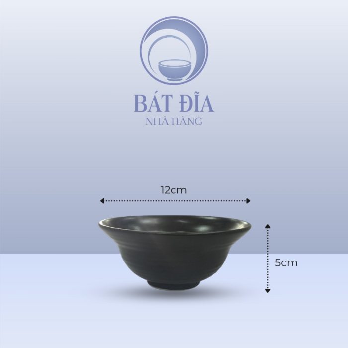kích thước Bát Cơm Yêu Men Đen Matt