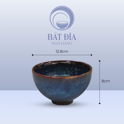 Bát Cúp Men Hỏa Biến Xanh - 12.8cmx8cm
