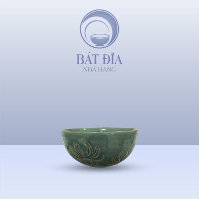 Bát Mắm Men Xanh Khắc Hoa Cúc