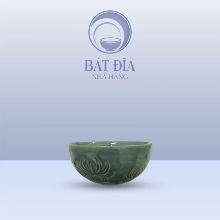 Bát Mắm Men Xanh Khắc Hoa Cúc