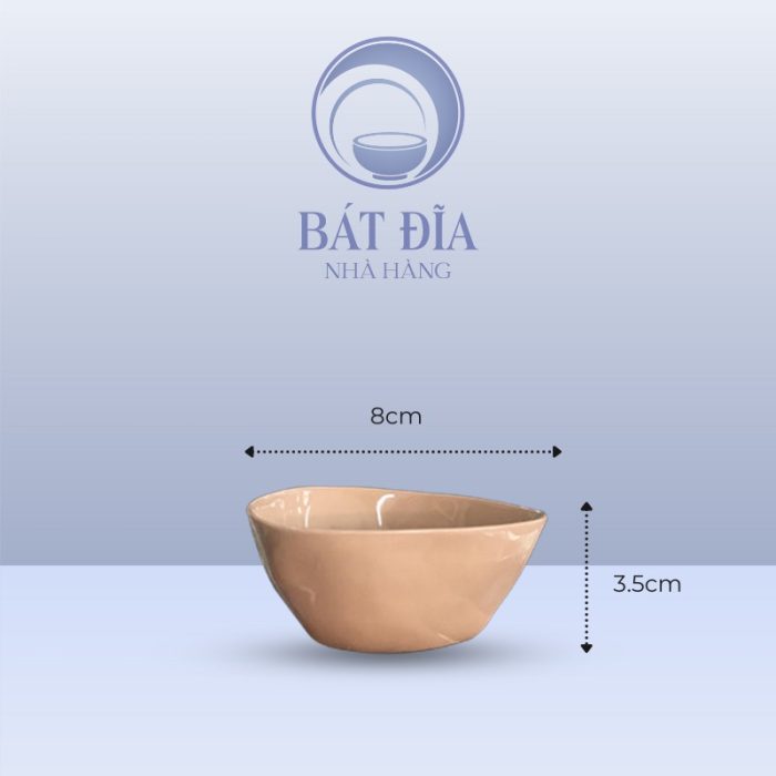 Kích thước Bát Mắm Méo S1 Men Màu Trộn Méo