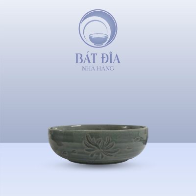 Bát Nhật Men Xanh Khắc Hoa Cúc