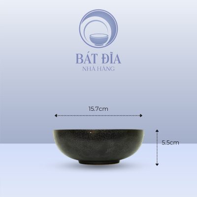 Bát Nông Men Đen Nhật Quét Sơn - 15.7cmx5.5cm