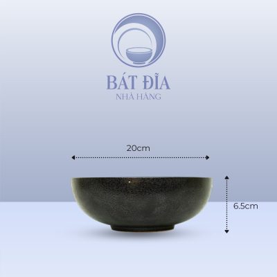 Bát Nông Men Đen Nhật Quét Sơn - 20cmx6.5cm
