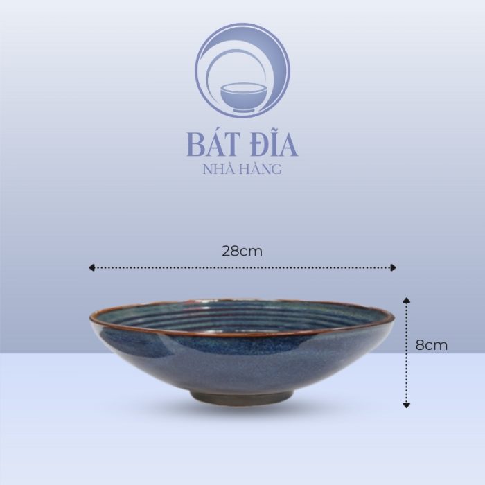 Kích thước Bát Salat Men Hỏa Biến Xanh