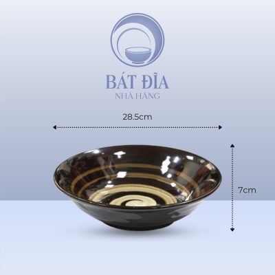 Kích thước Bát Salat Tròn Men Nâu Quét