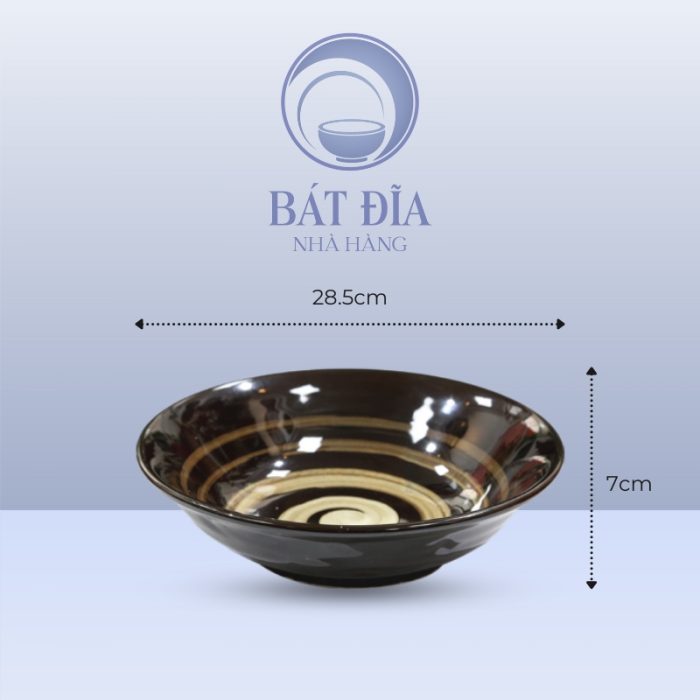 Kích thước Bát Salat Tròn Men Nâu Quét
