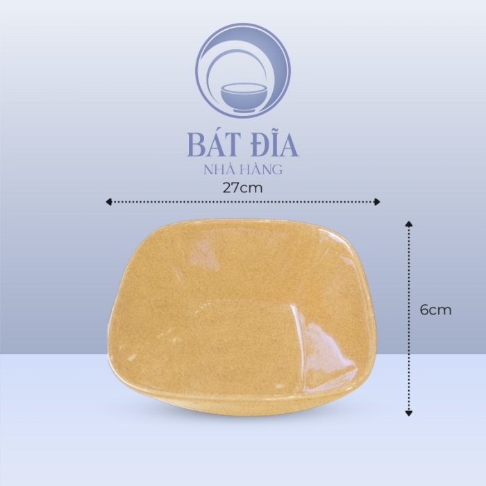 Kích Thước Bát Salad Vuông Men Sứ Vàng