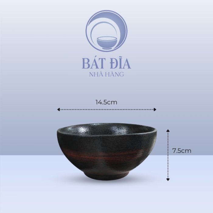 Kích thước Bát Sâu Men Đen Nhật Quét Sơn