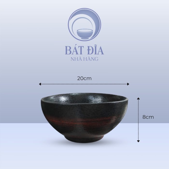 Kích thước Bát Sâu Men Đen Nhật Quét Sơn