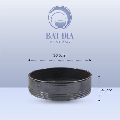 Bát Thẳng Men Đen Chấm Sơn - 20.5cmx4.5cm