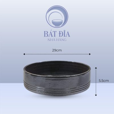Bát Thẳng Men Đen Chấm Sơn - 29cmx5.5cm