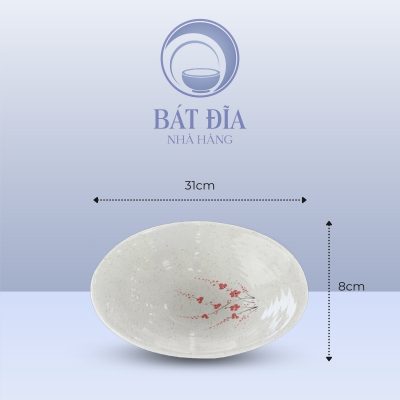 Kích Thước Bát Thuyền Men Gốm Hoa Đào Đỏ