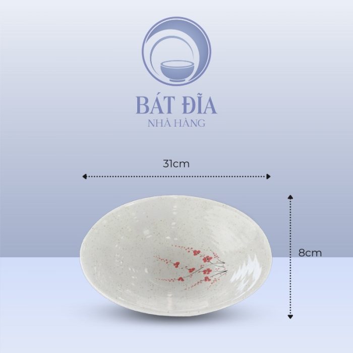 Kích Thước Bát Thuyền Men Gốm Hoa Đào Đỏ