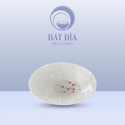 Bát Thuyền Men Gốm Hoa Đào Đỏ
