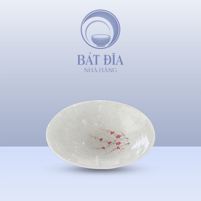 Bát Thuyền Men Gốm Hoa Đào Đỏ