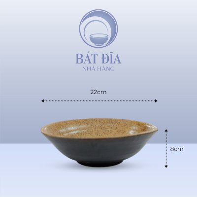 kích thước Bát Tô Chân To Men Gốm Nâu Đen
