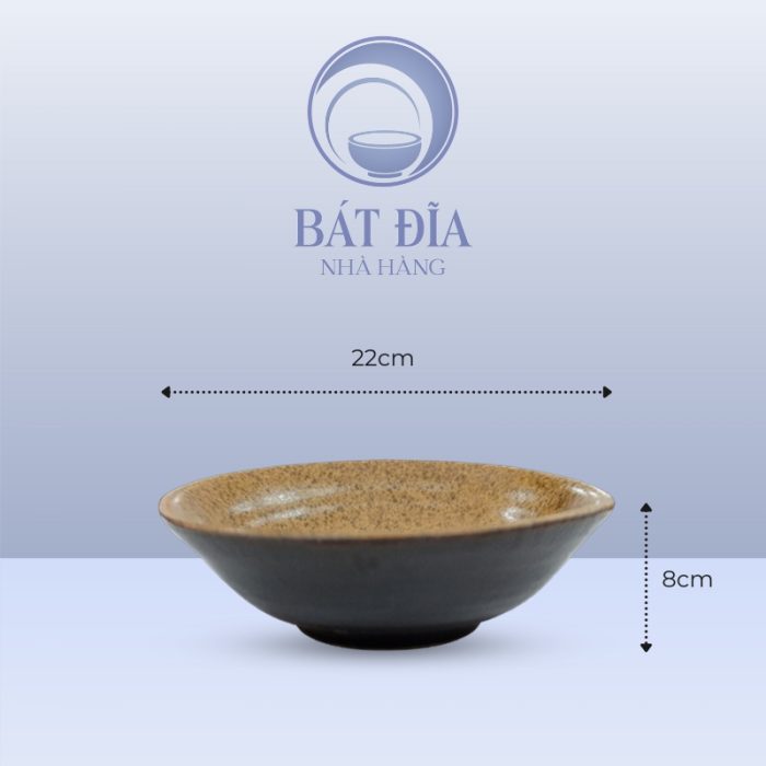 kích thước Bát Tô Chân To Men Gốm Nâu Đen