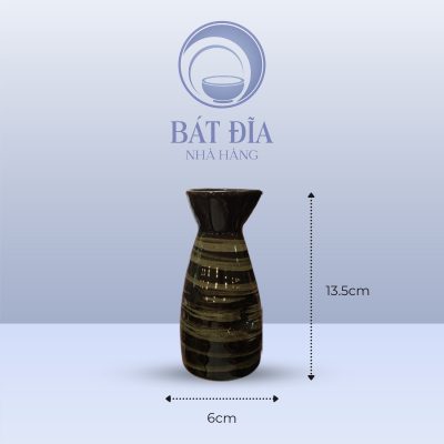 Kích thước Bình Sake Men Nâu Quét