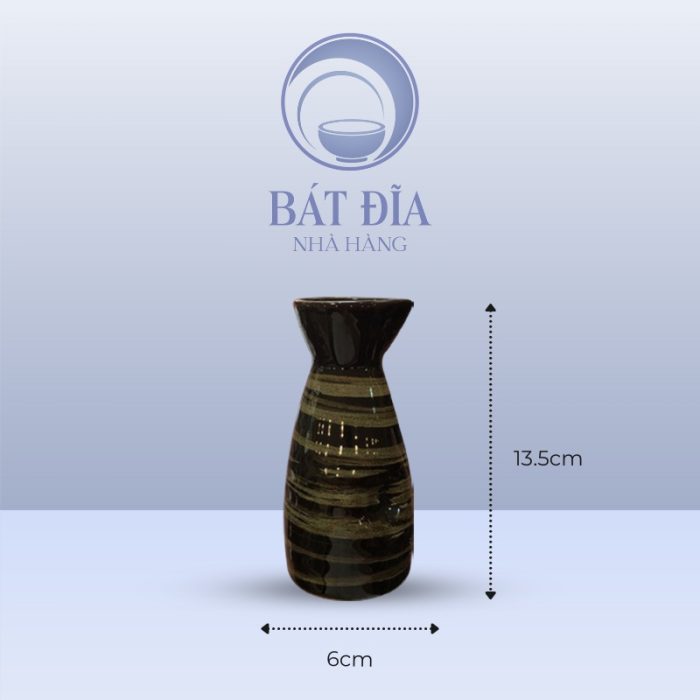 Kích thước Bình Sake Men Nâu Quét