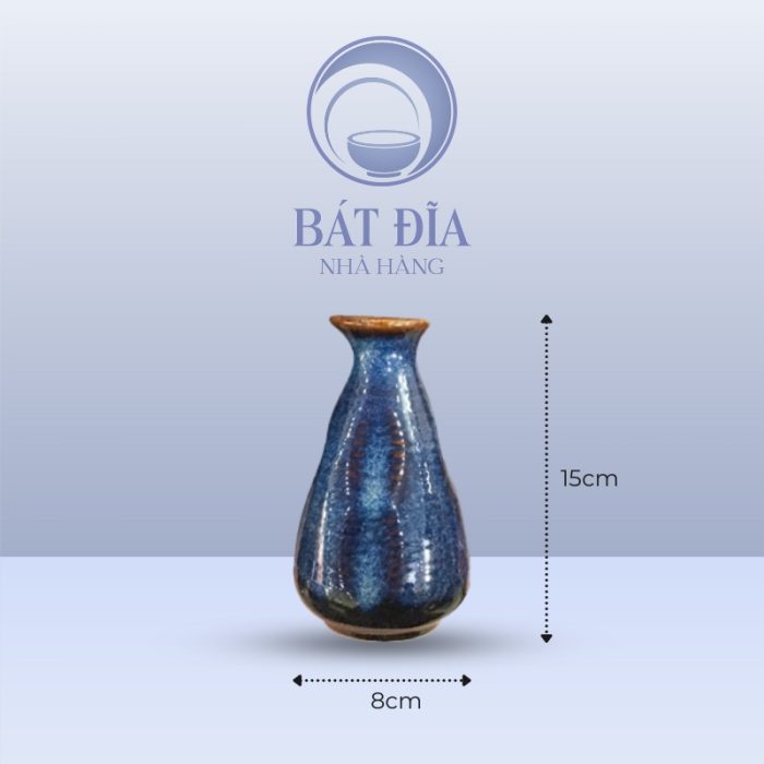 Kích thước Bình Sake Méo Men Hỏa Biến Xanh