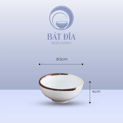 Kích thước Bát Mắm Men Matt Trắng Kẻ Miệng
