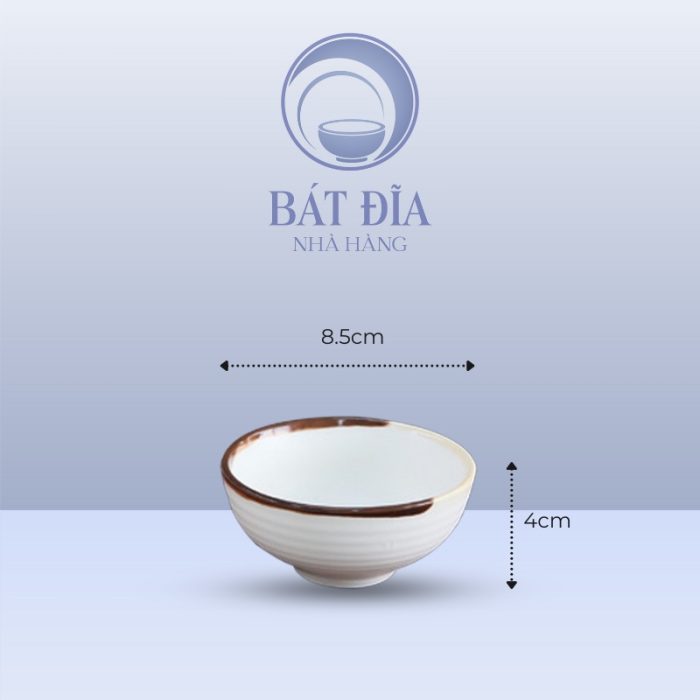 Kích thước Bát Mắm Men Matt Trắng Kẻ Miệng