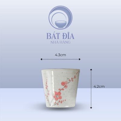 Kích Thước Chén Rượu Men Gốm Hoa Đào Đỏ
